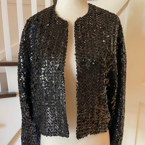 Vintage Glam! Black Sequins Bolero Jacket - Picture 5 of 11